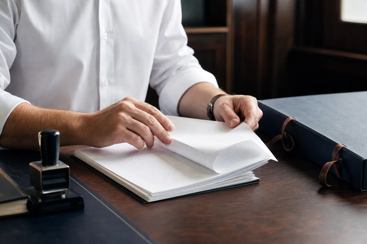 Notaire préparant un acte d&rsquo;hypothèque pour un prêt immobilier