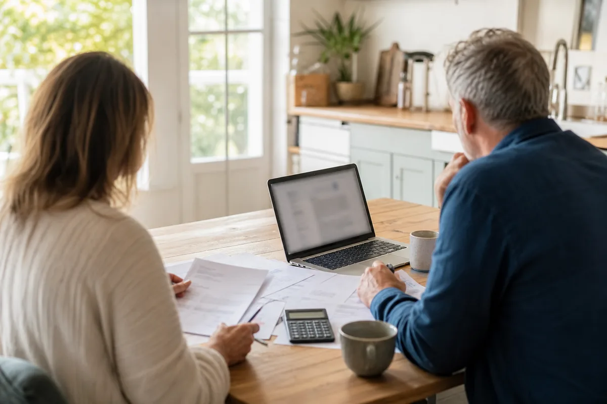 Couple examinant les frais de garantie de son crédit immobilier