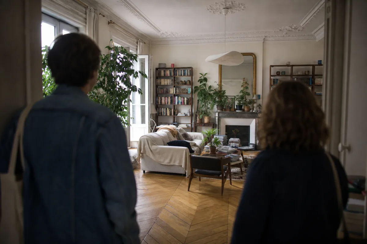 Appartement ancien occupé par un locataire pendant une visite de vente immobilière